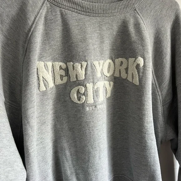 Lou & Grey New York City Sweatshirt Gray Size S Chenille Letter Pullover - Picture 4 of 5